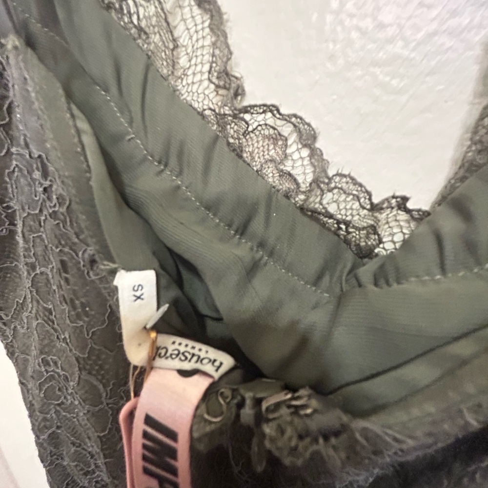 house of cb olive green lace dress